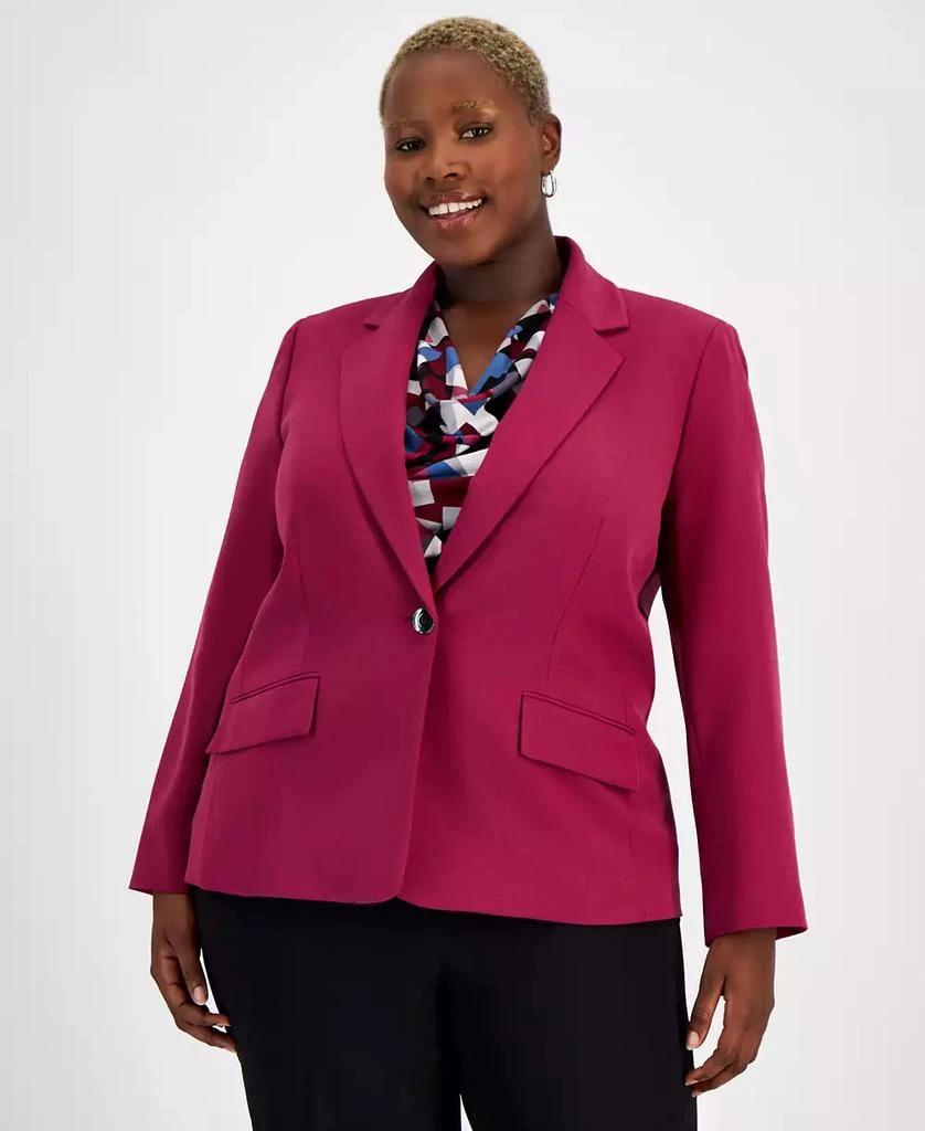 Kasper Plus Size One-Button Stretch Crepe Blazer 2
