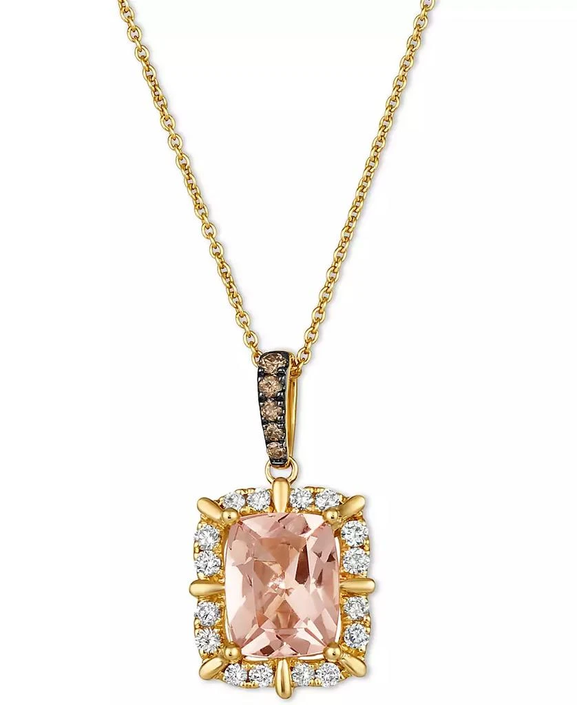 Le Vian Peach Morganite (1-1/2 ct. t.w.) 
Diamond (1/4 ct. t.w.) 20" Adjustable Pendant Necklace in 14k Gold 1