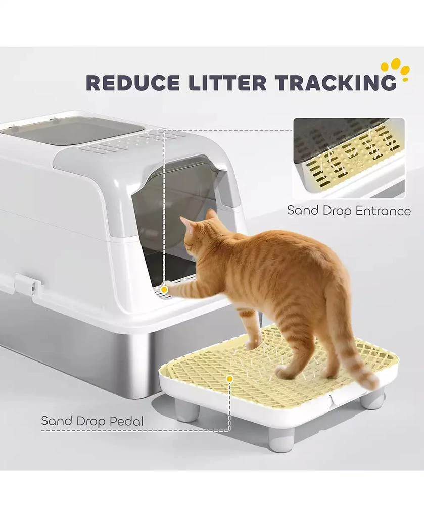 PawHut Stainless Steel Litter Box with Lid, Extra Large Cat Litter Box 6