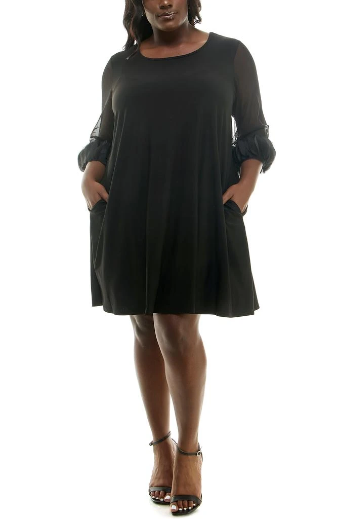Nina Leonard Ruffle Long Sleeve Chiffon Dress 1