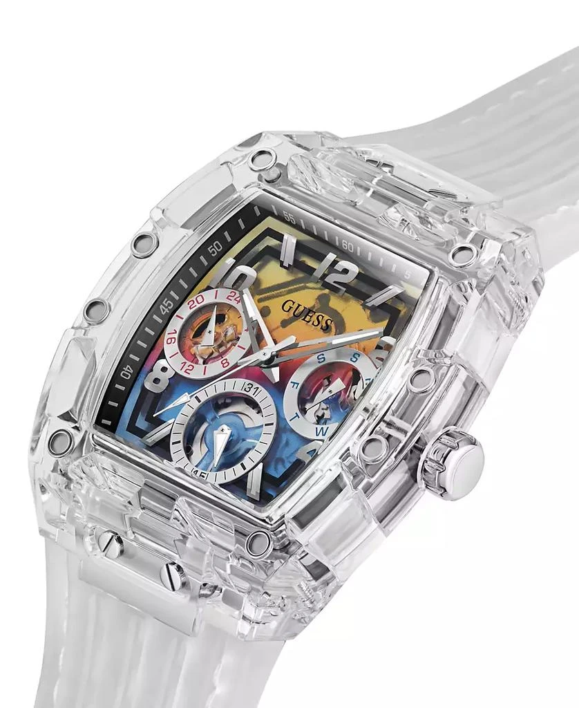 GUESS Men's Clear Silicone Multi-Function Watch 44mm 4