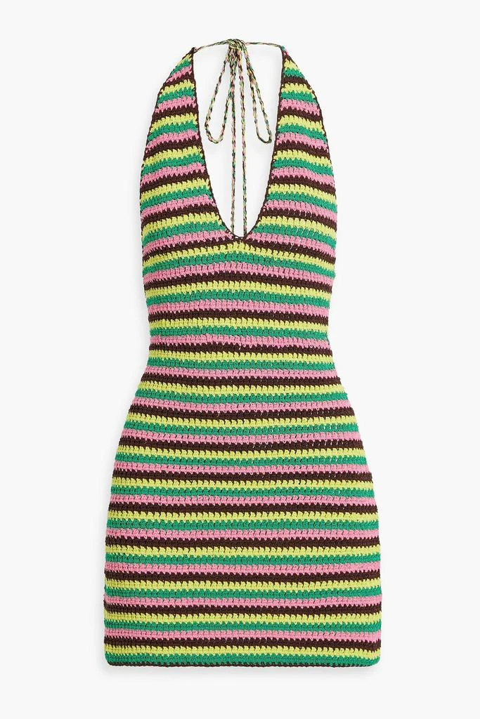 FRAME + Julia Sarr-Jamois crocheted cotton-blend halterneck mini dress 1