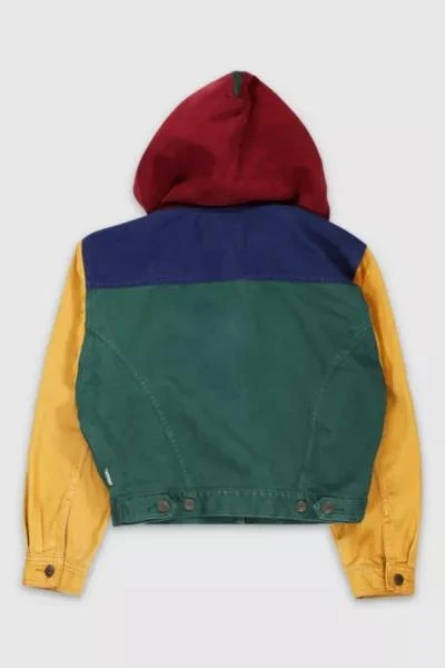 Denim For Days Vintage 90s Colorblock Split Hood Cropped Denim Jacket 2