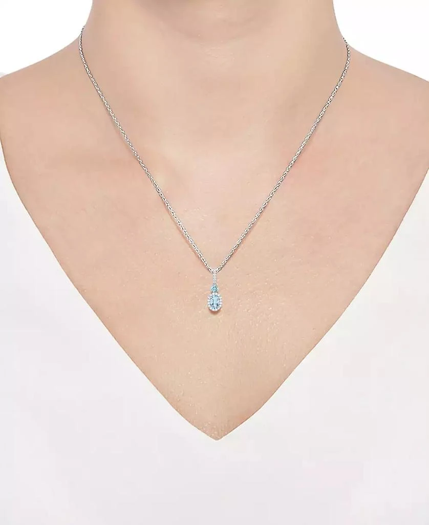 Macy's Santa Maria Aquamarine (5/8 ct. t.w.) & Diamond (1/8 ct. t.w.) Halo 18" Pendant Necklace in 14k White Gold 2