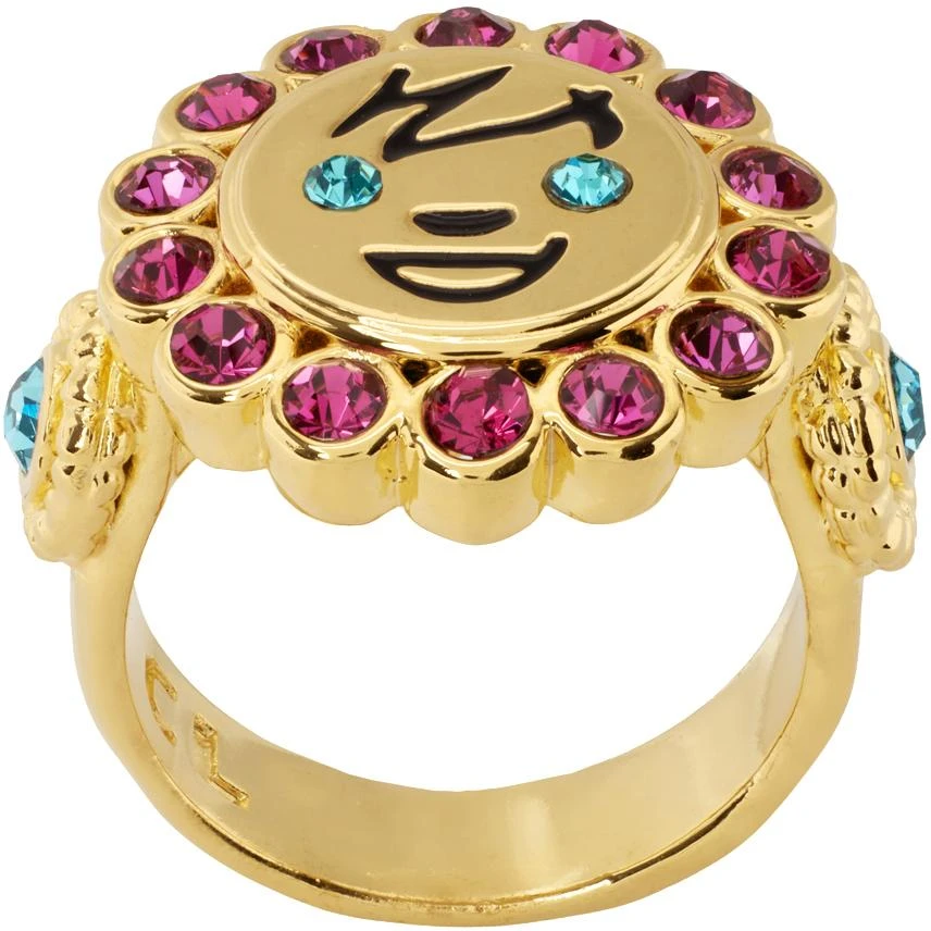 CHOPOVA LOWENA Gold Face Gem Ring 1