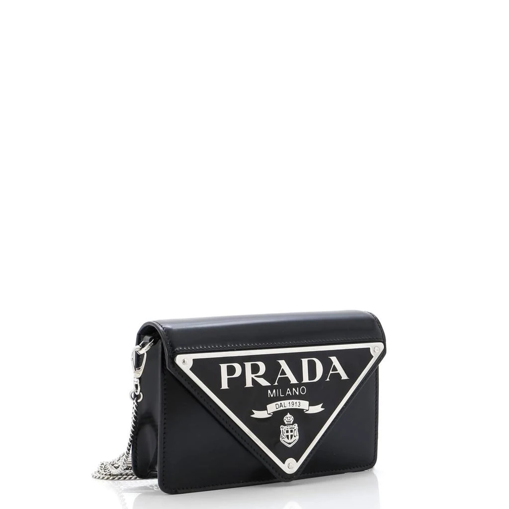 Prada Maxi Triangle Logo Chain Flap Bag Brushed Leather Small 2