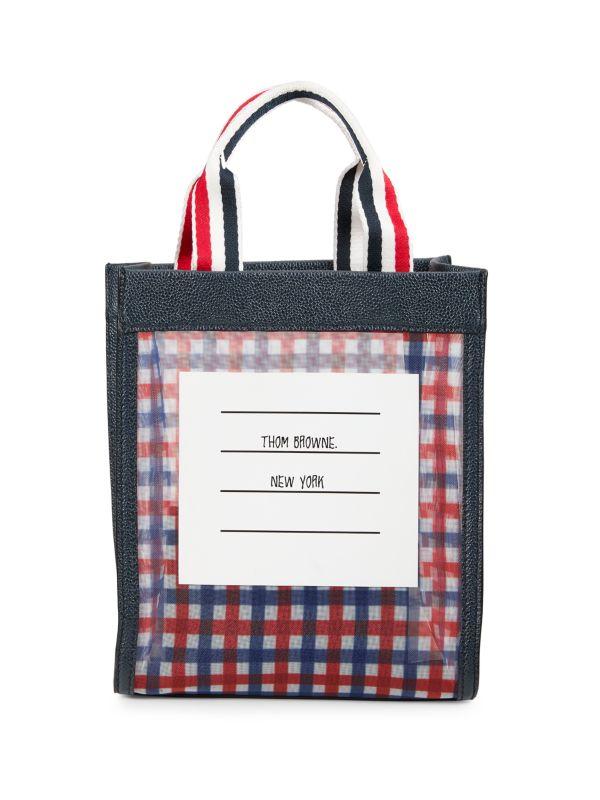 Thom Browne Gingham Check Open Tote - Tote Bags - Free