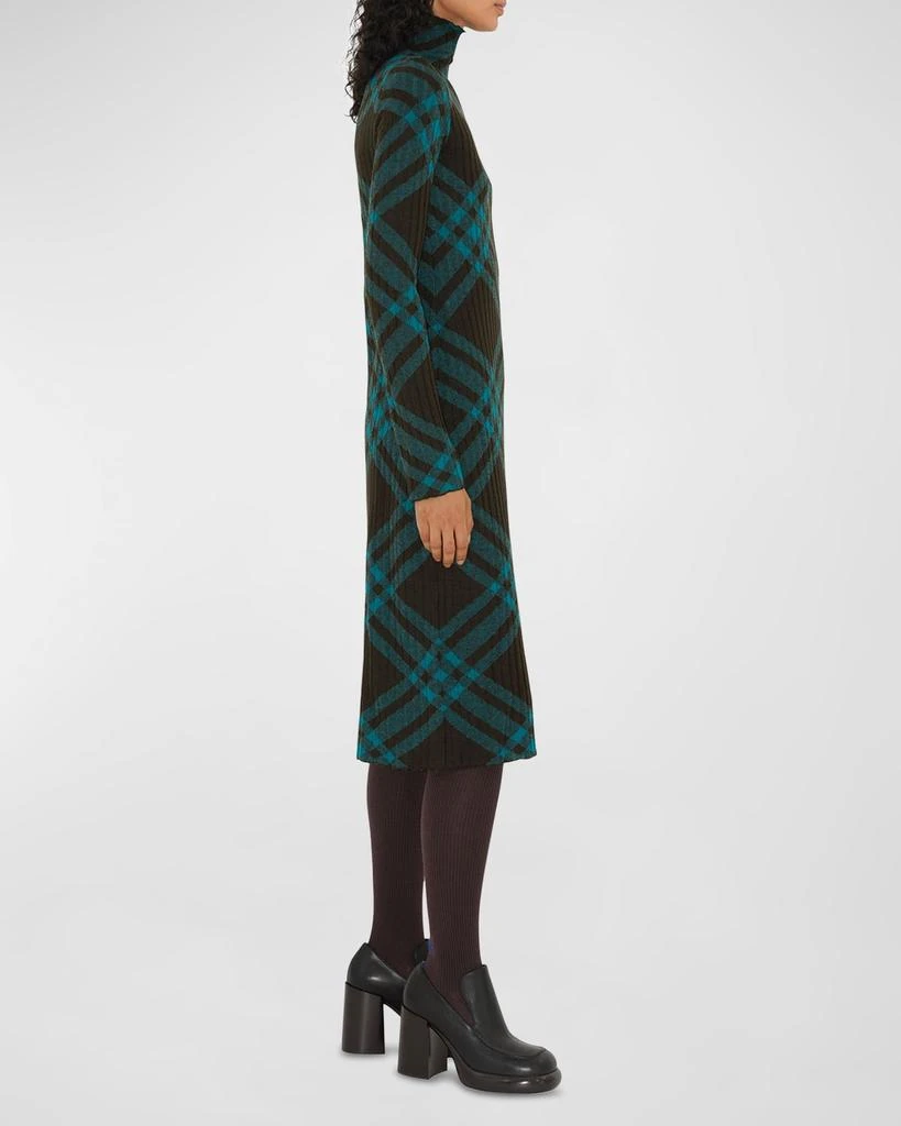 Burberry Turtleneck Check Knit Midi Sweater Dress 3