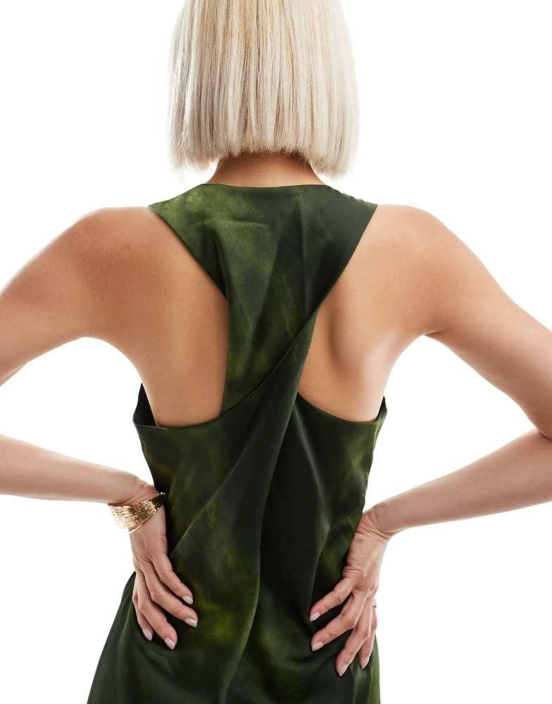 VERO MODA Vero Moda Aware satin maxi dress iin green abstract print 3
