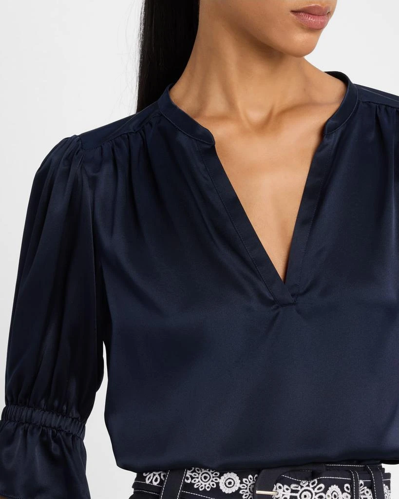 Cinq a Sept Fiona Silk Split-Neck Top 5