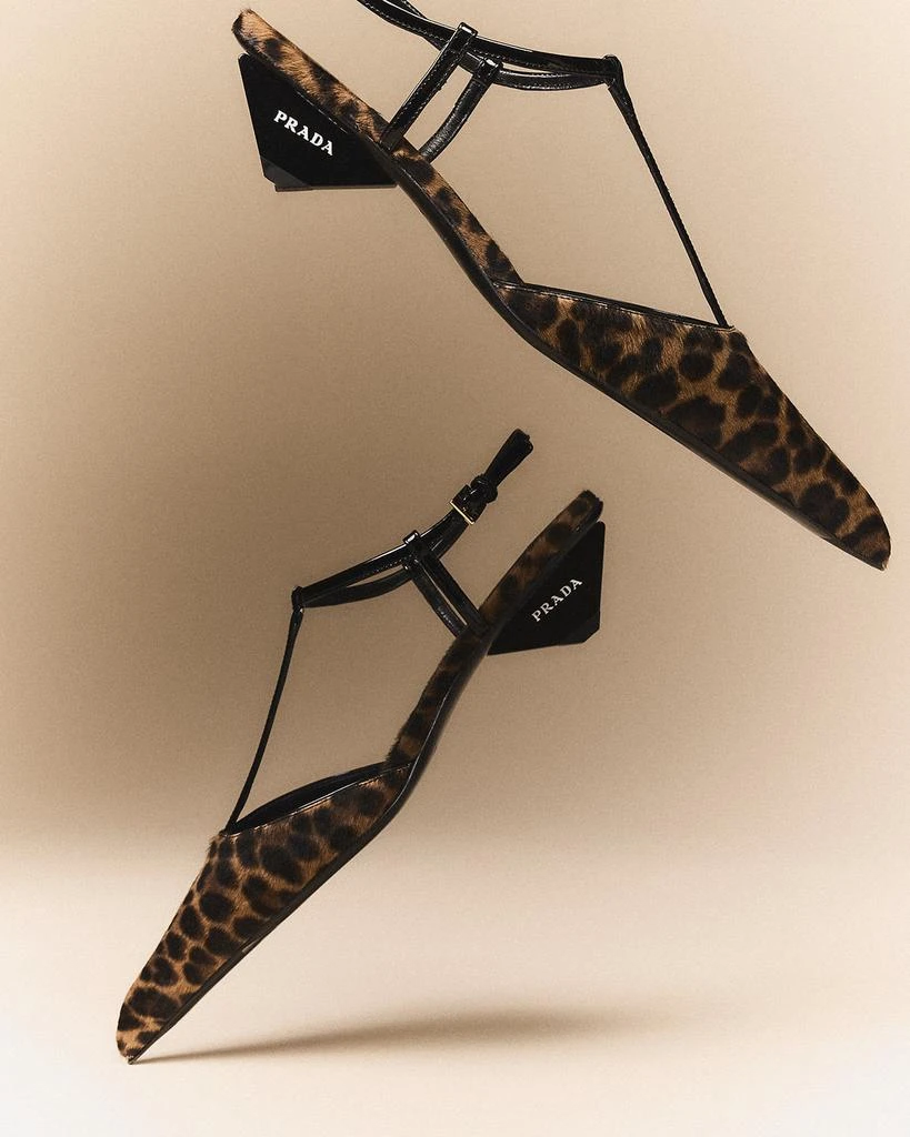 Prada Leopard T-Strap Ballerina Pumps 6