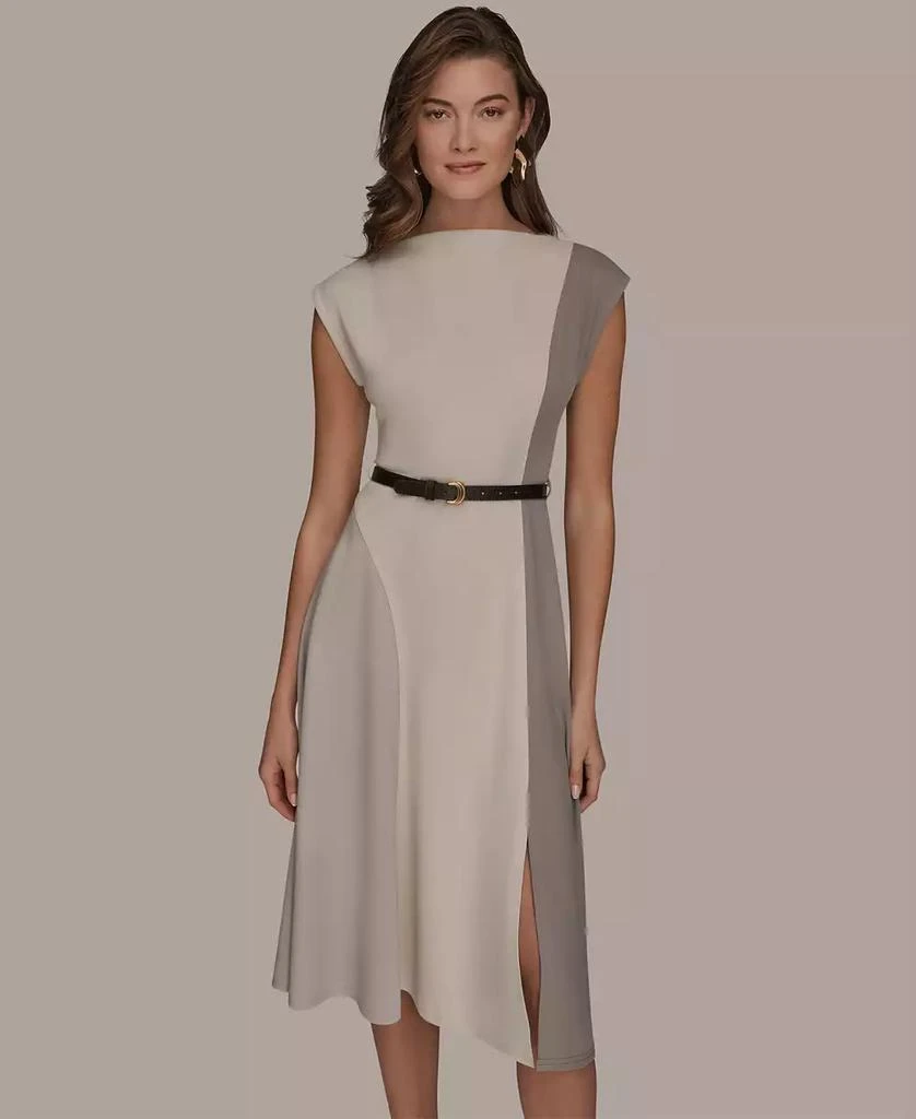 Donna Karan Women's Cap-Sleeve Colorblock Midi Dress - Vapor/Vellum/Driftwood - 6 Donna Karan Women's Cap-Sleeve Colorblock Midi Dress - Vapor/Vellum/Driftwood - 6