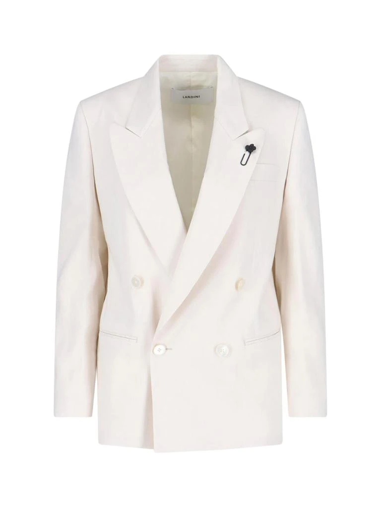 LARDINI White Double-Breasted Blazer With Removable Pin Detail