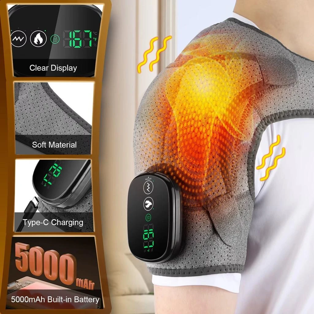 ERUULE Electric Heating Shoulder Massage Brace with Adjustable Heating for Arm Muscle Relaxation 2