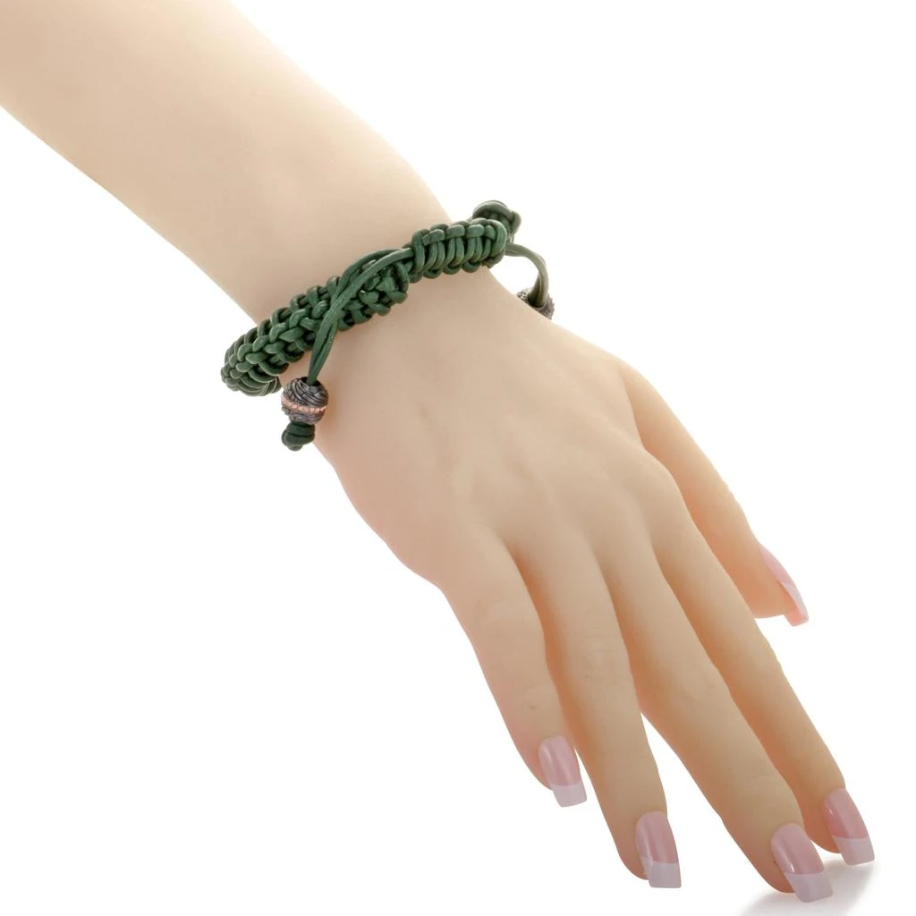 Stephen Webster No Regrets Unisex Green Leather and Gold Tone Silver Bracelet 3