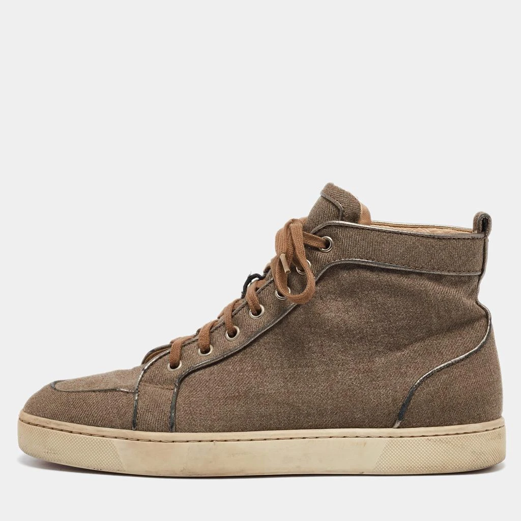 Christian Louboutin Christian Louboutin Brown Canvas and Leather Rantus Orlato High Top Sneakers Size 41 1
