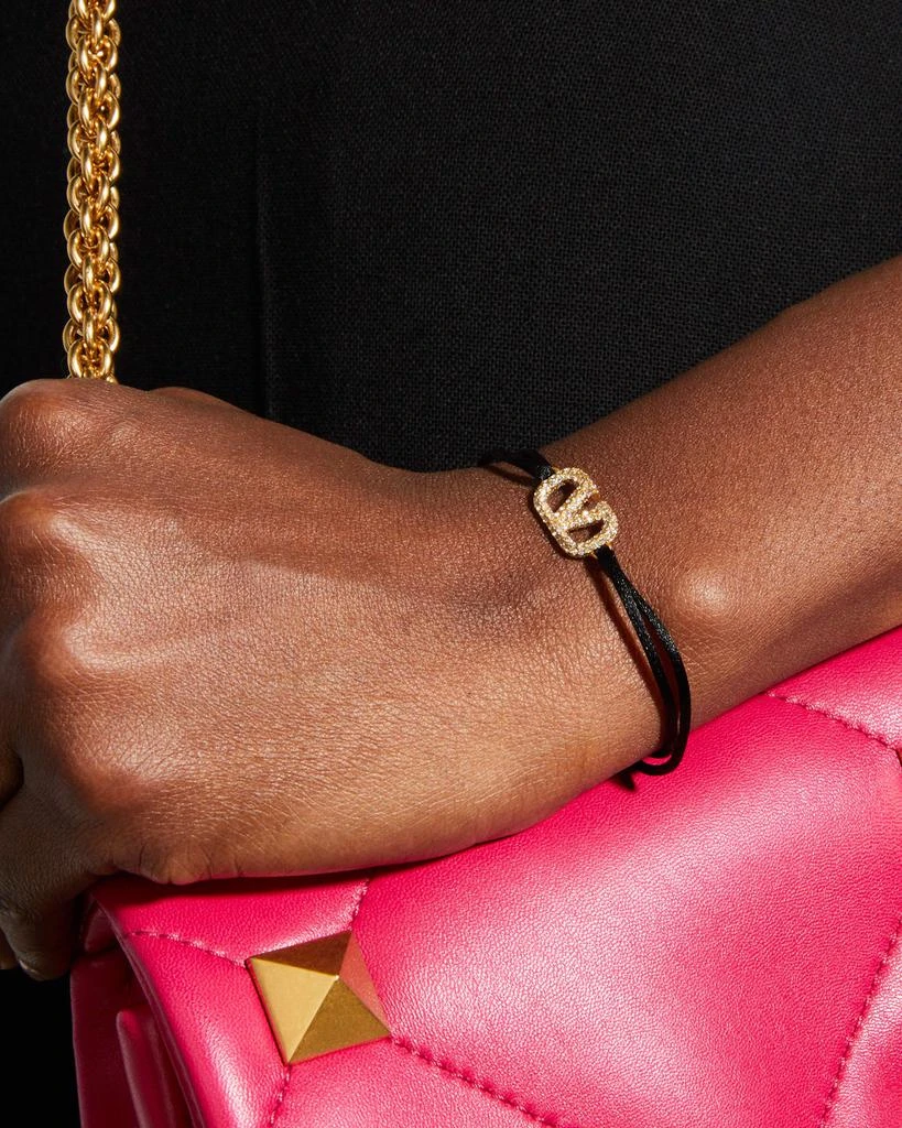 Valentino Antiqued Strass Logo Cord Bracelet 2