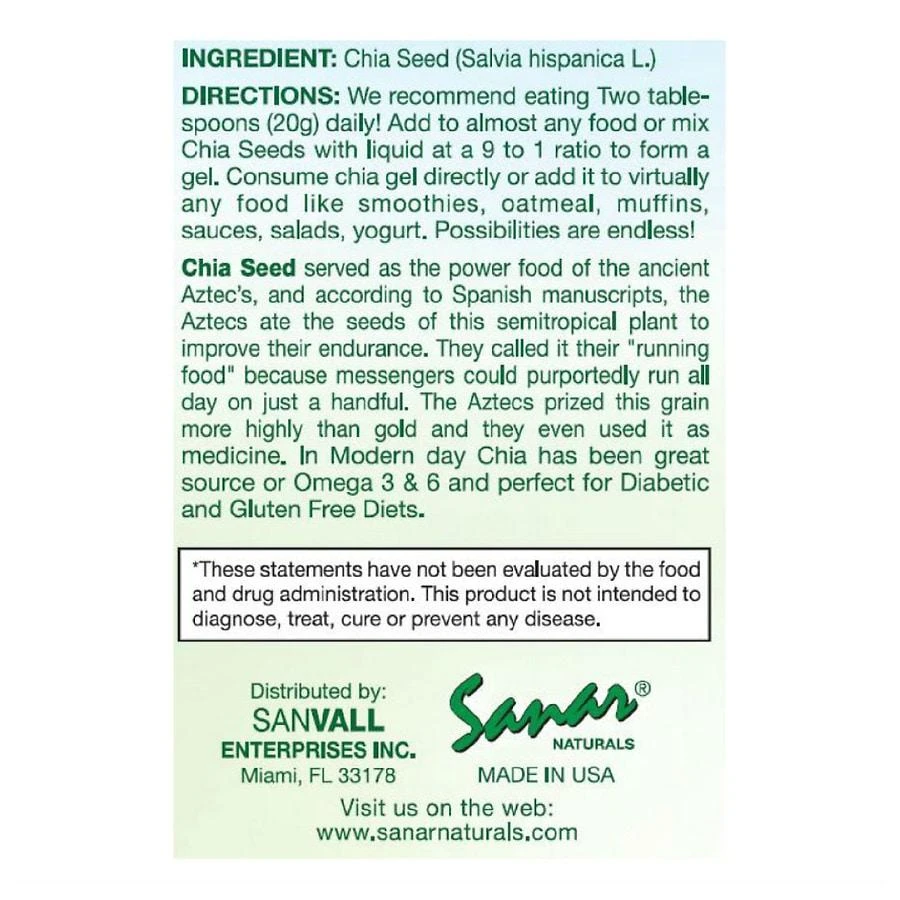 Sanar Naturals Organic Chia Seed Superfood 2