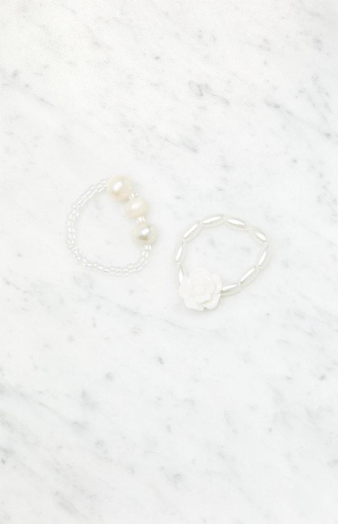 LA Hearts 2 Pack Pearl Rose Rings