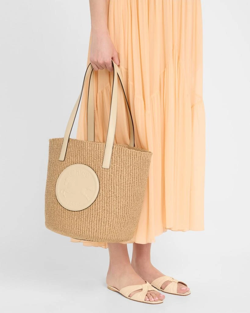 Chloé Large Horse Medal Basket Tote Bag in Paper and Leather 2