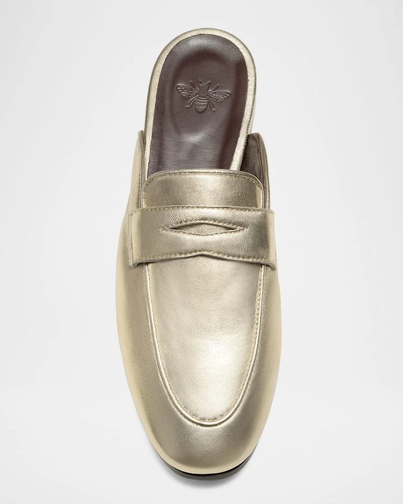 Bougeotte Metallic Leather Penny Loafer Mules 3