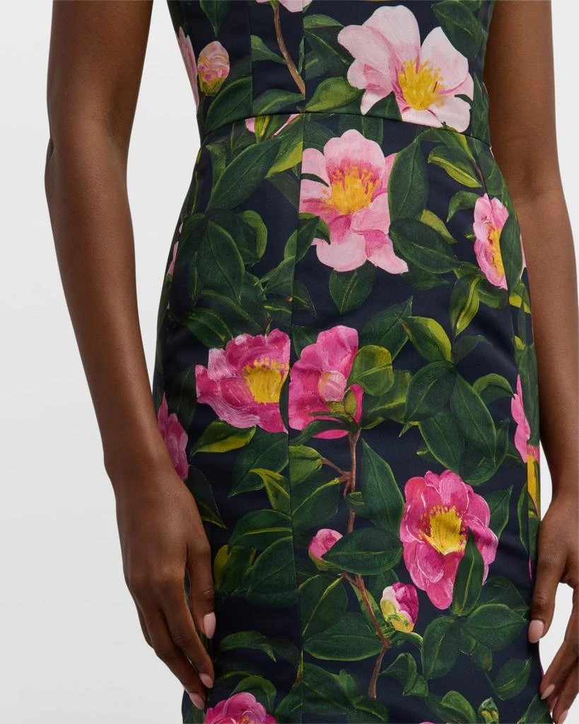 Oscar de la Renta Strapless Flower-Applique Camellia Faille Mermaid Gown 5