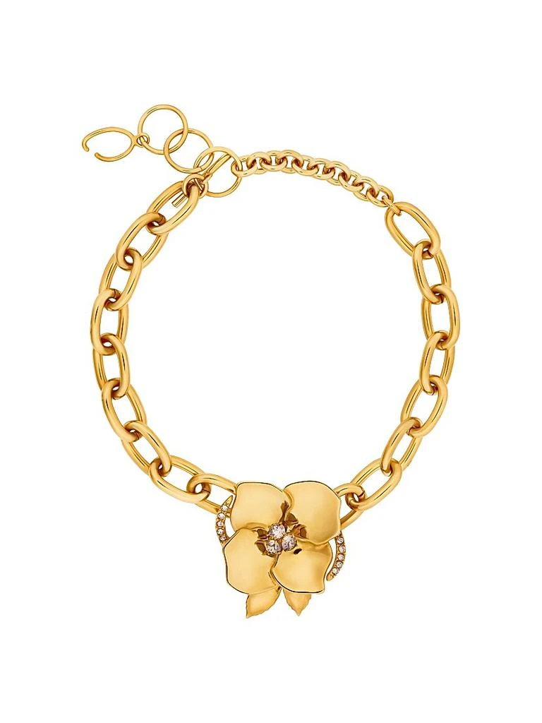 Oscar de la Renta 24K-Gold-Plated 
Glass Crystal Flower Pendant Necklace