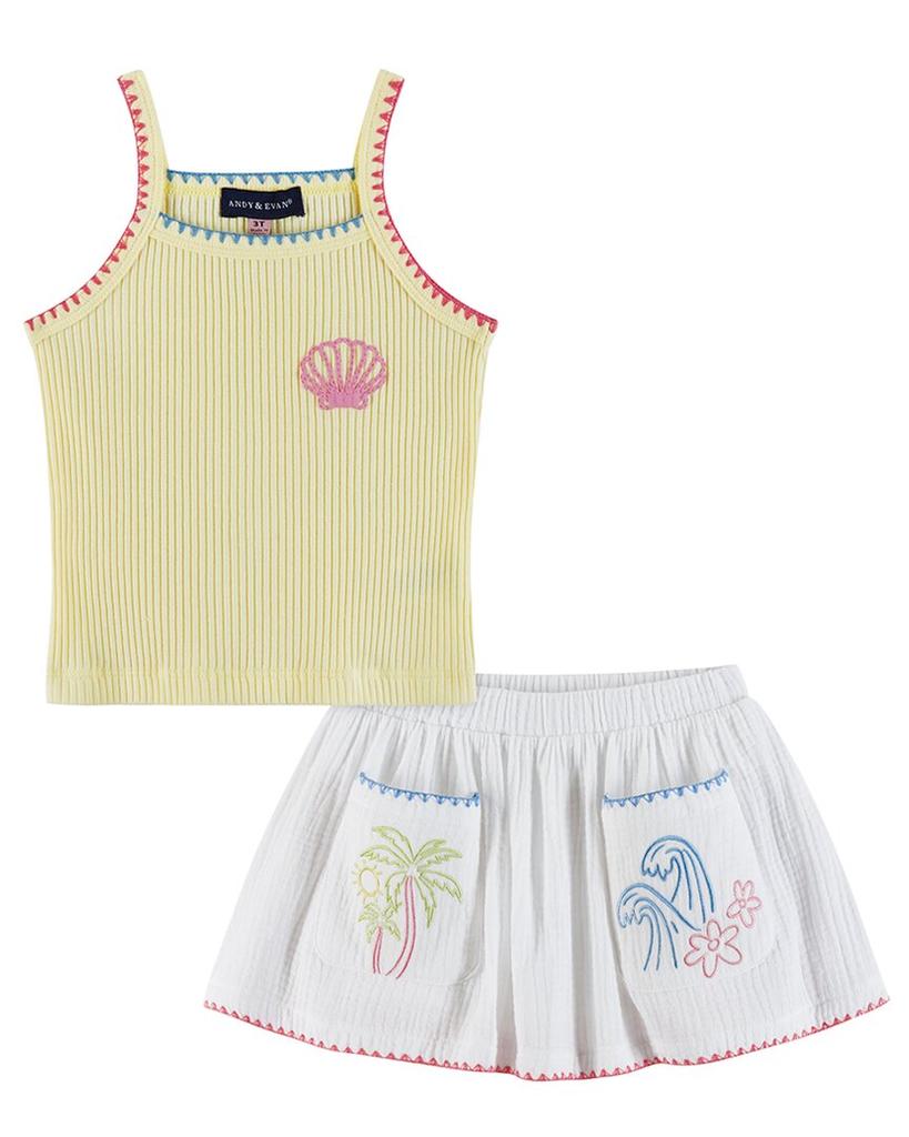 Andy & Evan Rib Knit Halter Tank & Skort Set