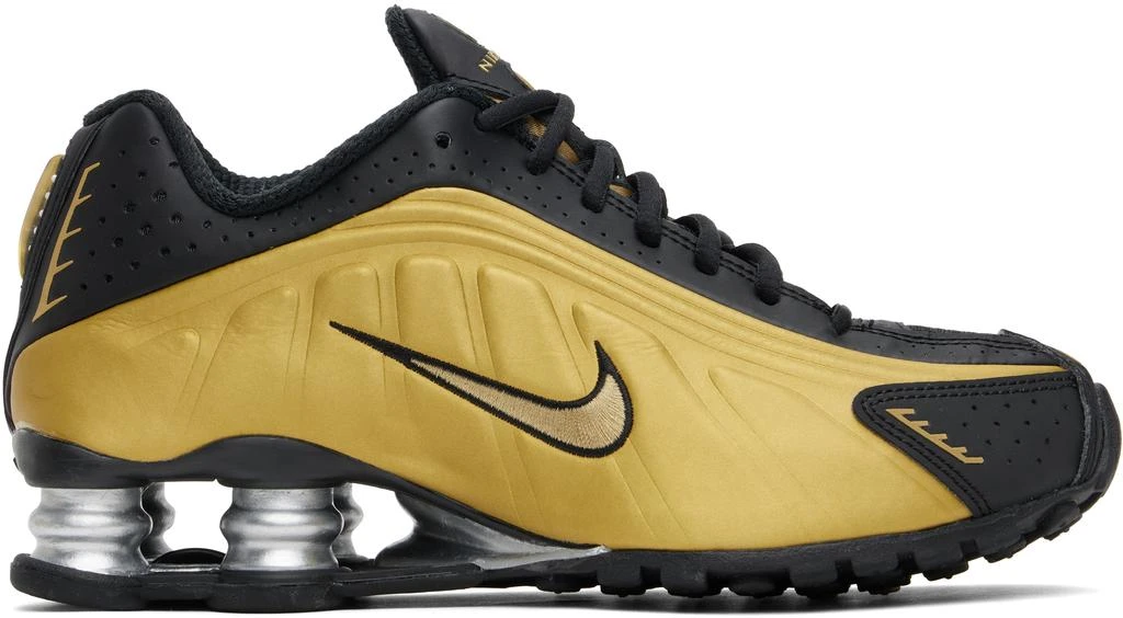 NIKE Black & Gold Shox R4 Sneakers 1