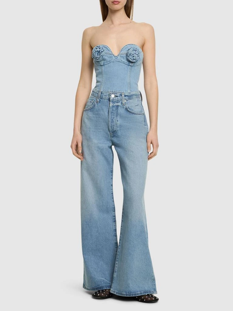 Magda Butrym Cotton Denim Corset W/ Flowers 1