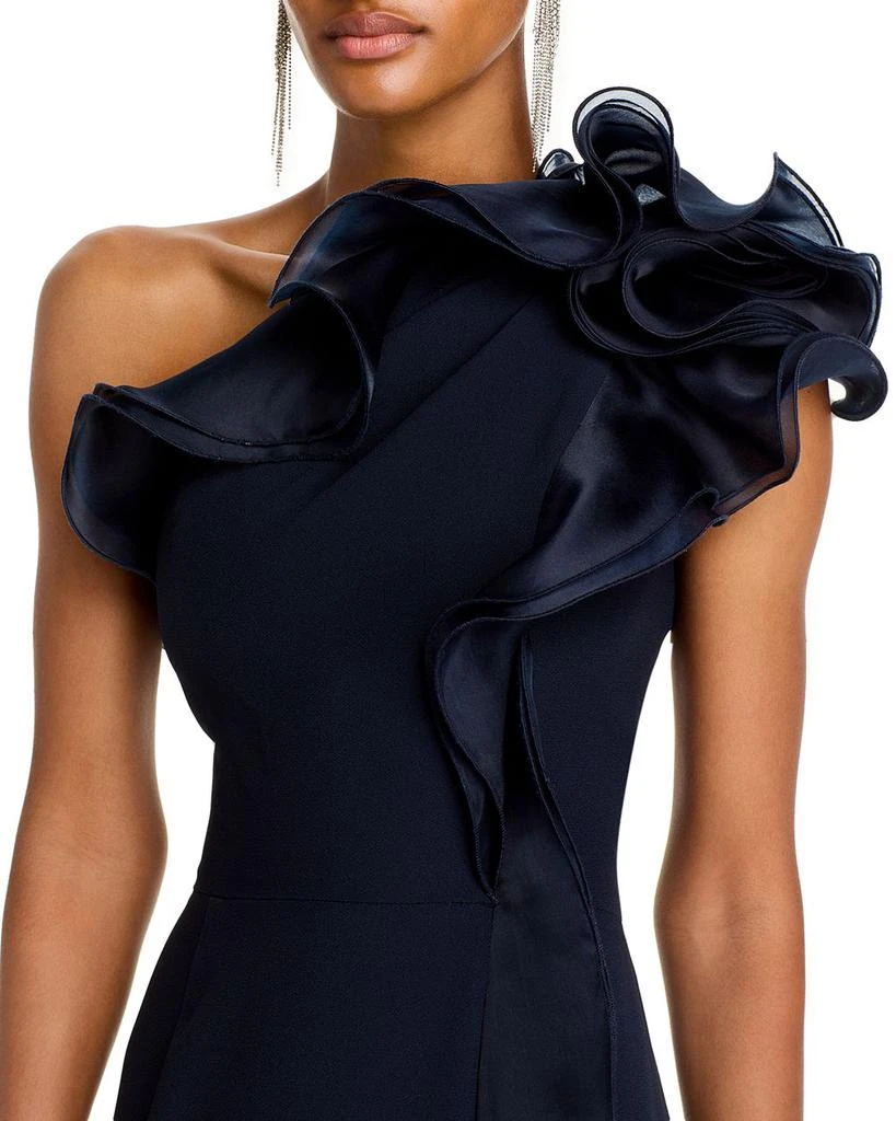 Teri Jon One Shoulder Crepe Column Gown 2