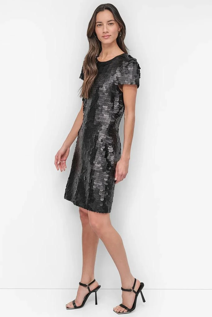 chinese dress ladies DKNY Women's Sleeveless Jewel Neck Mesh Heatset Overlay Midi Dress,  Black/Crystal, 2 at Amazon Women's Clothing store
