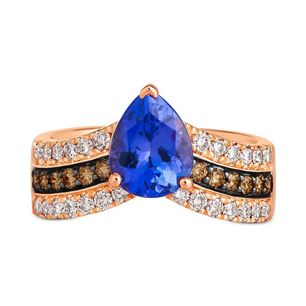 Le Vian Blueberry Tanzanite (1-1/2 ct. t.w.) & Diamond (3/4 ct. t.w.) V Ring in 14k Rose Gold 5