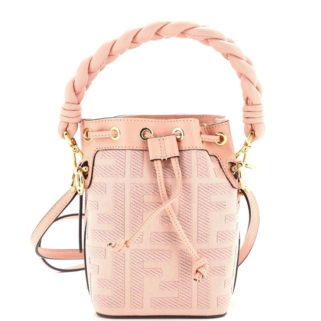 Fendi Woven Handle Mon Tresor Bucket Bag Zucca Embroidered Canvas Mini 1