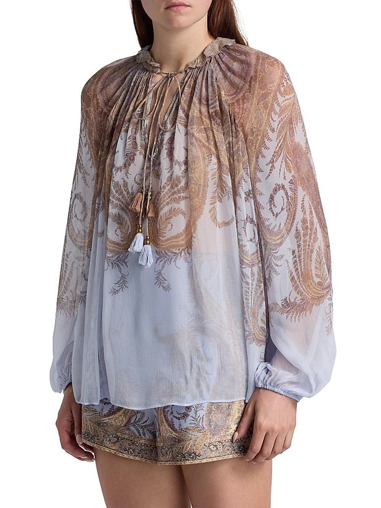Zimmermann Hypnotic Billow Split-Neck Blouse 4