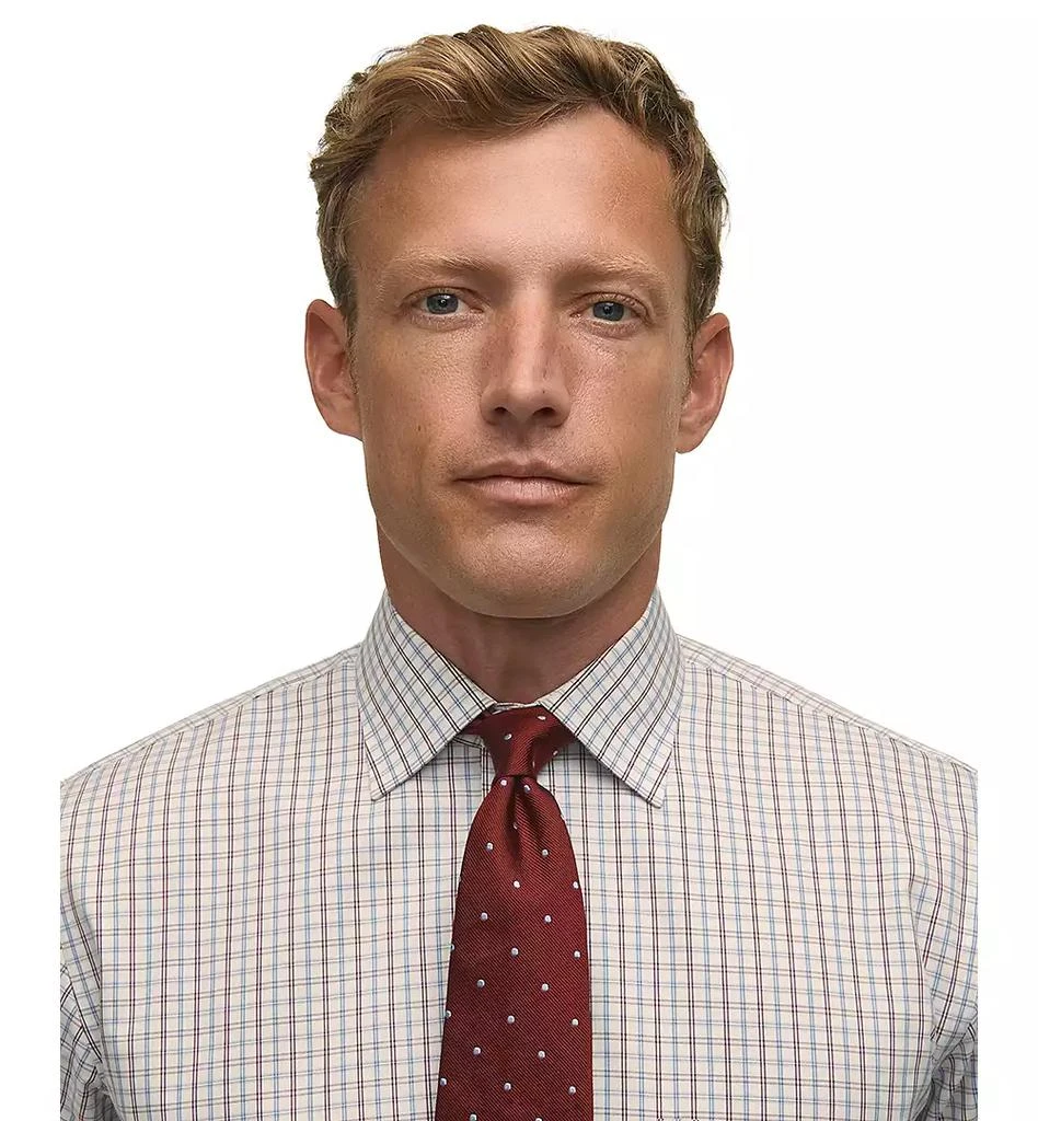B by Brooks Brothers Men's Regular-Fit Spread Collar Windowpane Dress Shirt - Blue Multi - Size 16 34/35