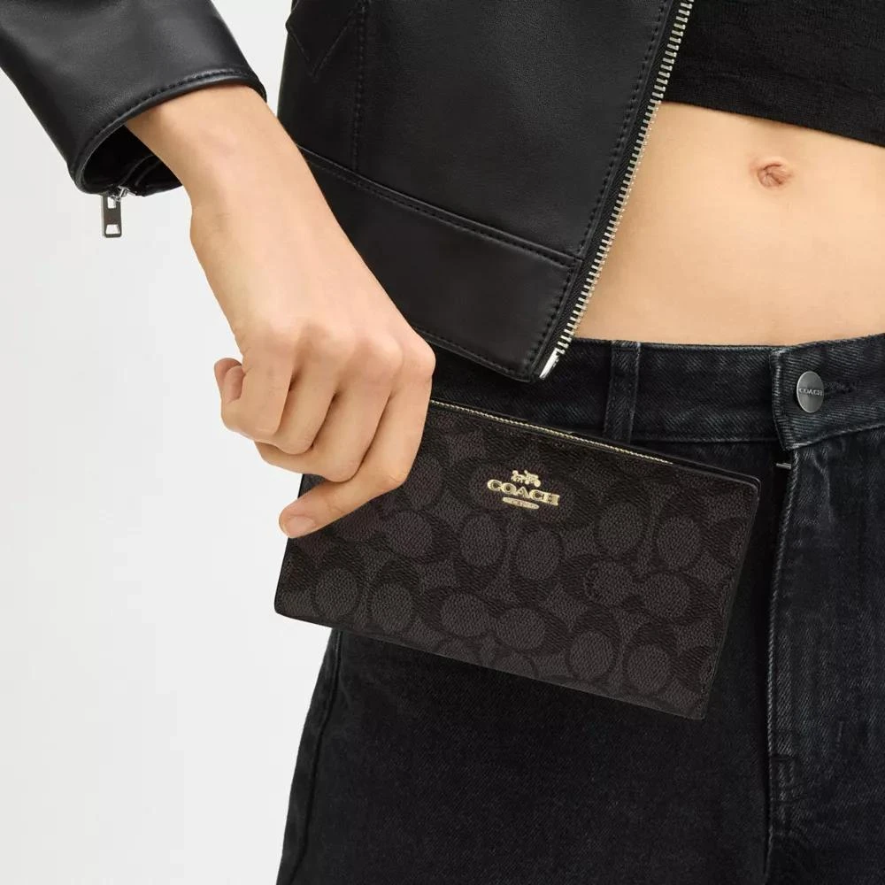 Coach Slim Zip Wallet In Signature Canvas 4