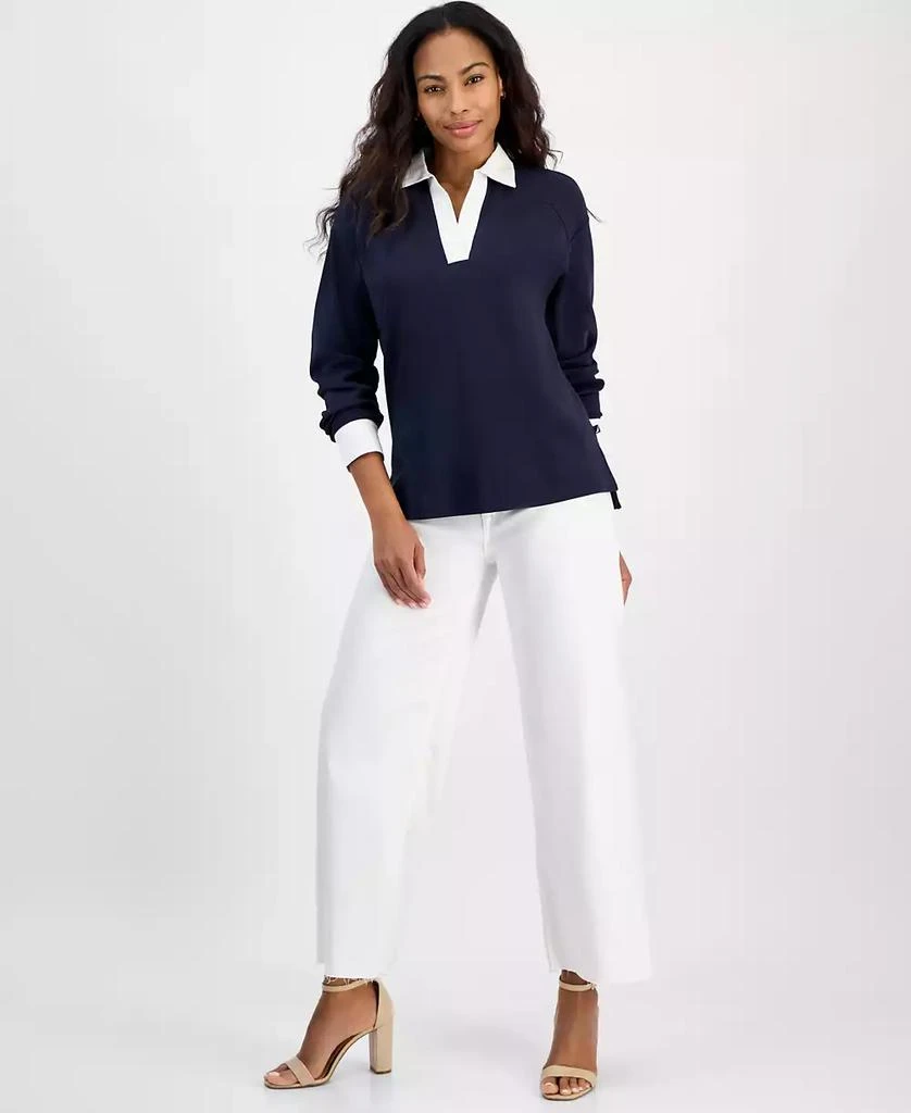 Nautica Jeans Women's Contrast Trim Cotton Tunic Top 2