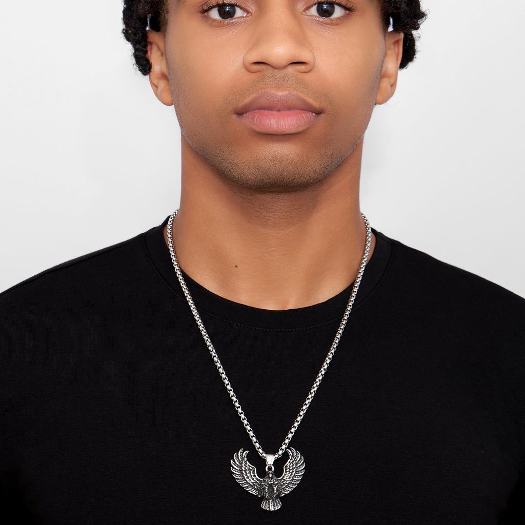 ADORNIA Tarnish Resistant Silver Plated Eagle Chain Necklace