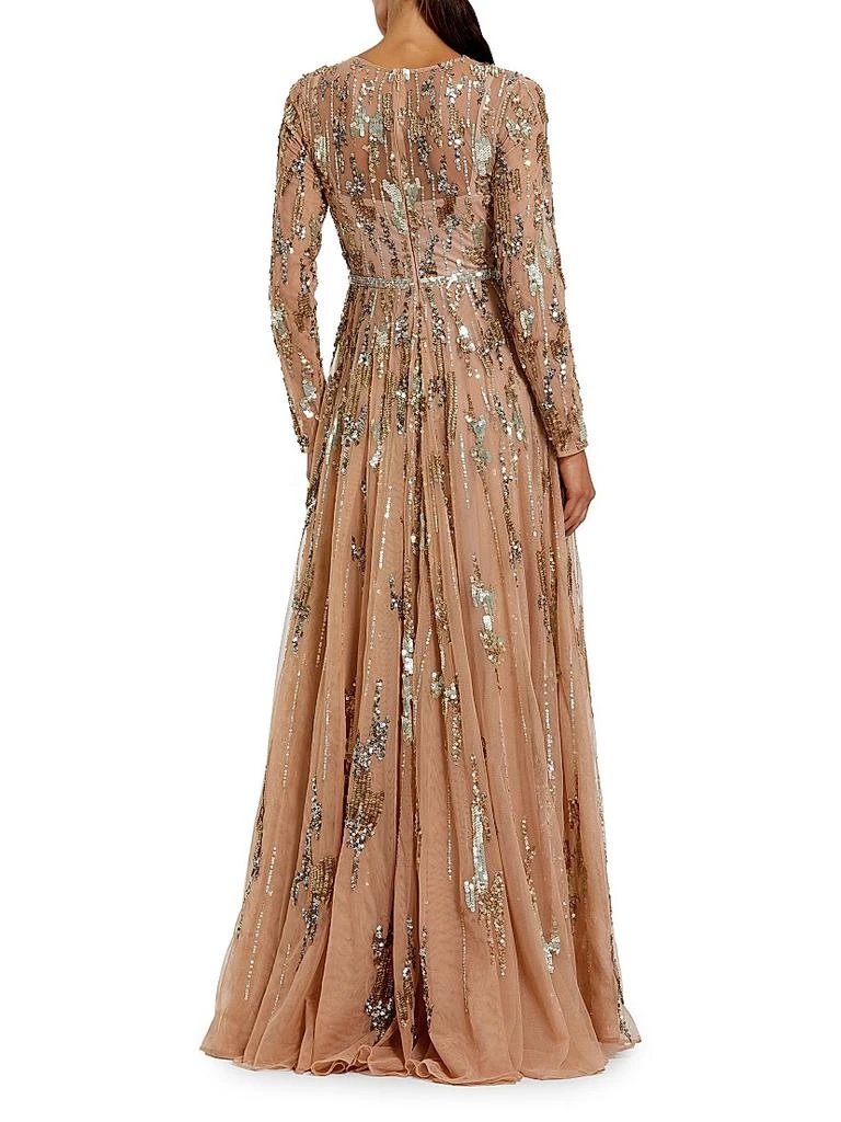 Mac Duggal Evening Mesh Long-Sleeve Gown 2