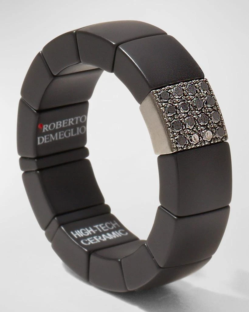 Roberto Demeglio Men's Scacco Matte Black Ceramic Ring with Diamond Link 4