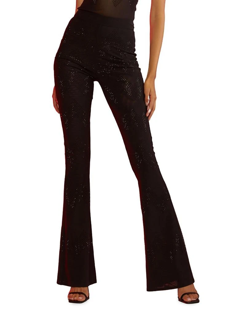 Cynthia Rowley Crystal Mesh Pull-On Flare Pants 1