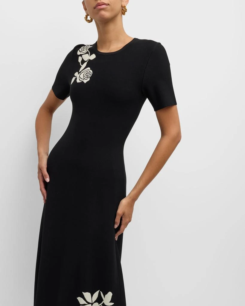 LELA ROSE Rose Jacquard Short-Sleeve Midi Dress 7