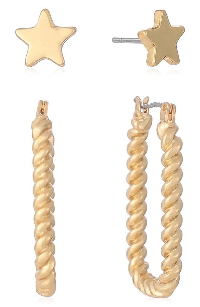 Ettika Jewelry Set of 2 Star Stud 
Hoop Earrings