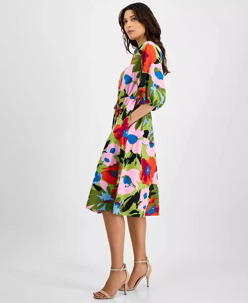 Sandra Darren Women's Floral-Print Split-Neck Midi Dress 3