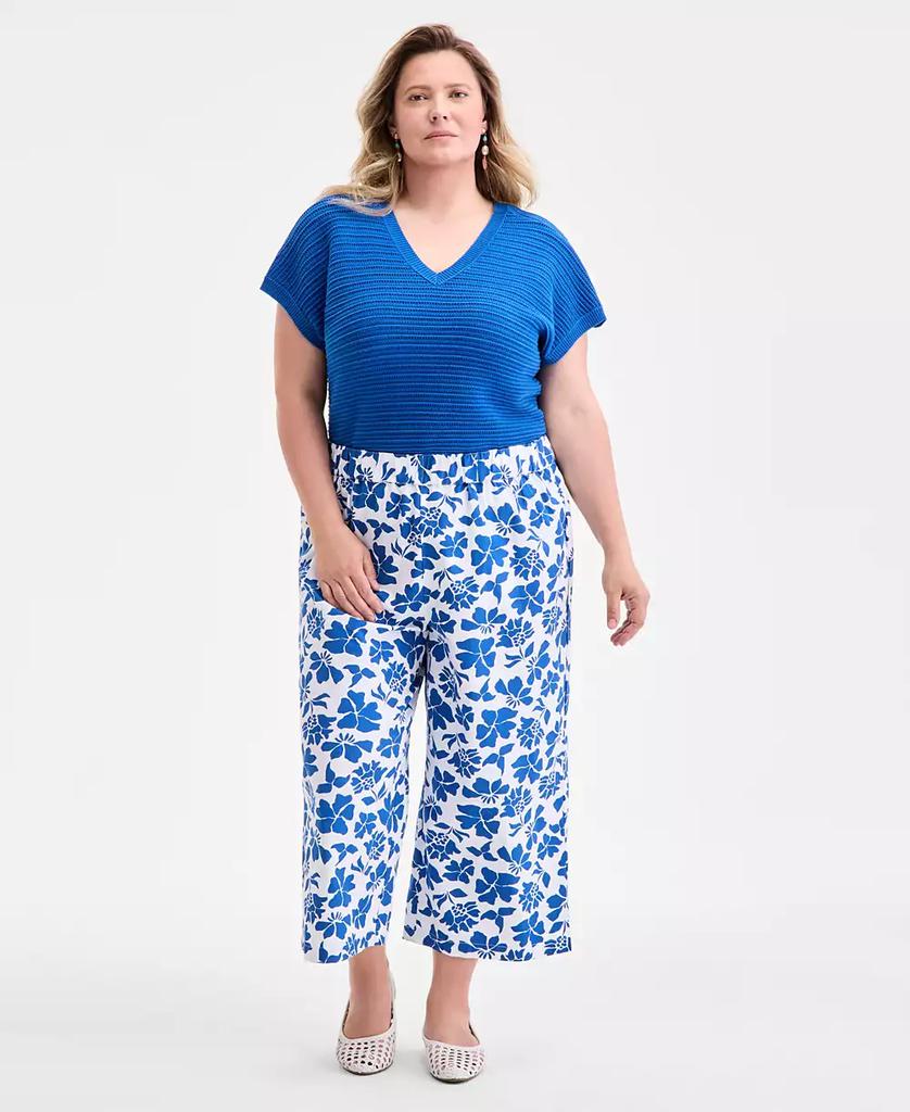 Style & Co Plus Size Floral-Print Wide-Leg Pants, Exclusively at Macy's
