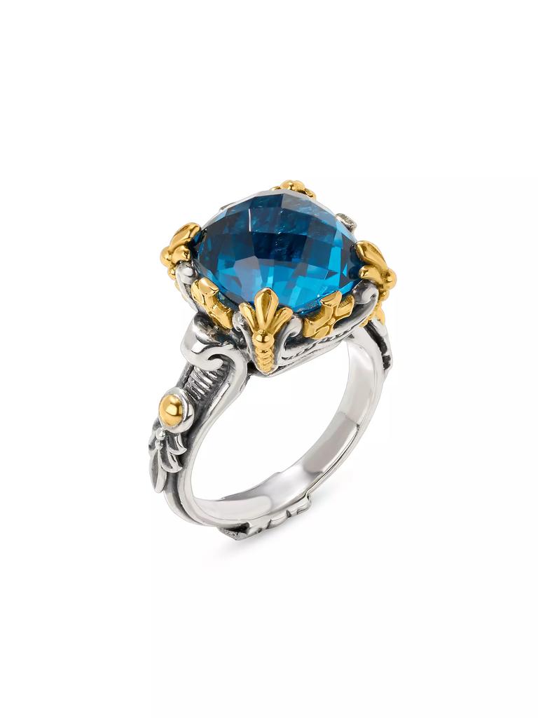 Konstantino Anthos Sterling Silver, 18K Yellow Gold & Blue Spinel Ring