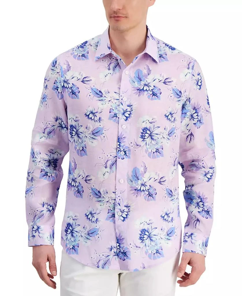 Club Room Men's Noche Floral-Print Long-Sleeve Linen Shirt, Created for Macy's 1