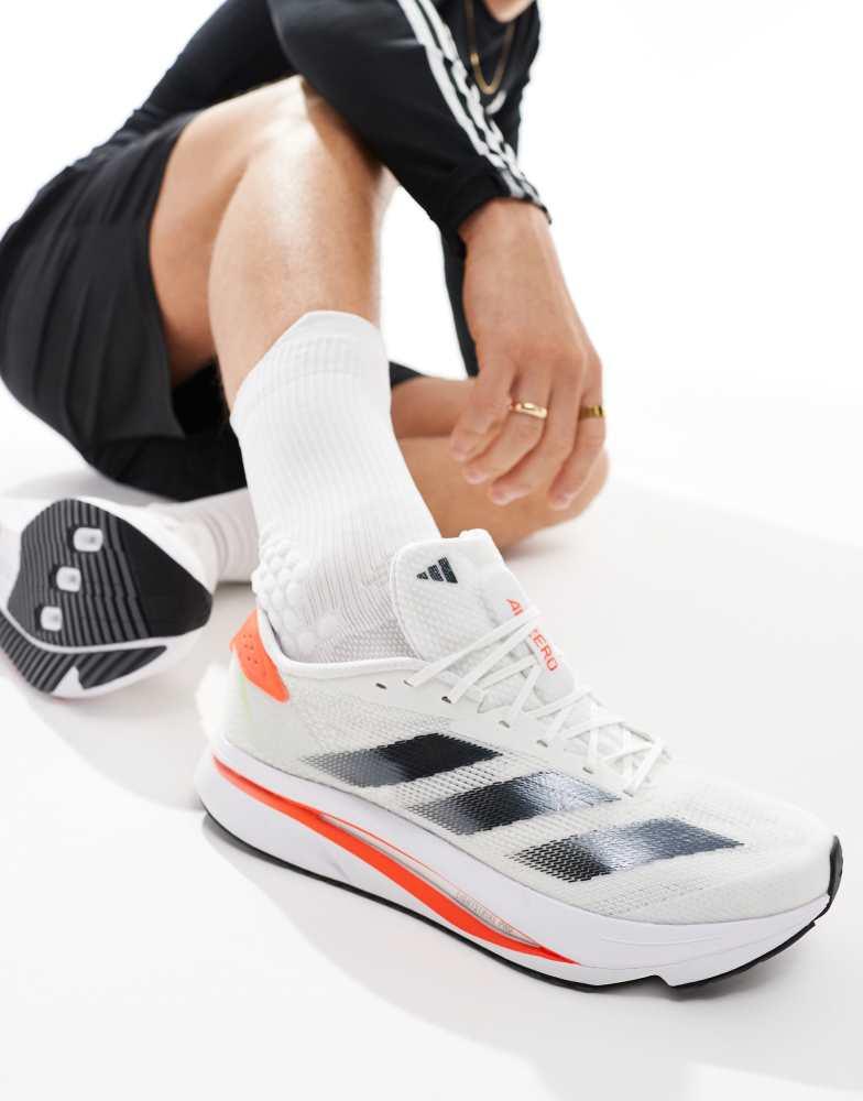 ADIZERO SL２ ホワイト/オレンジ Adidas adidas Running Adizero SL2 trainers in white and