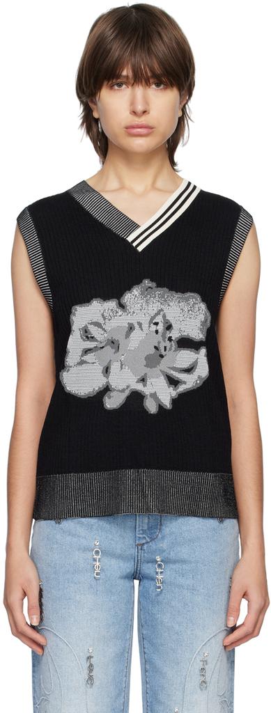 Feng Chen Wang Black Floral Vest